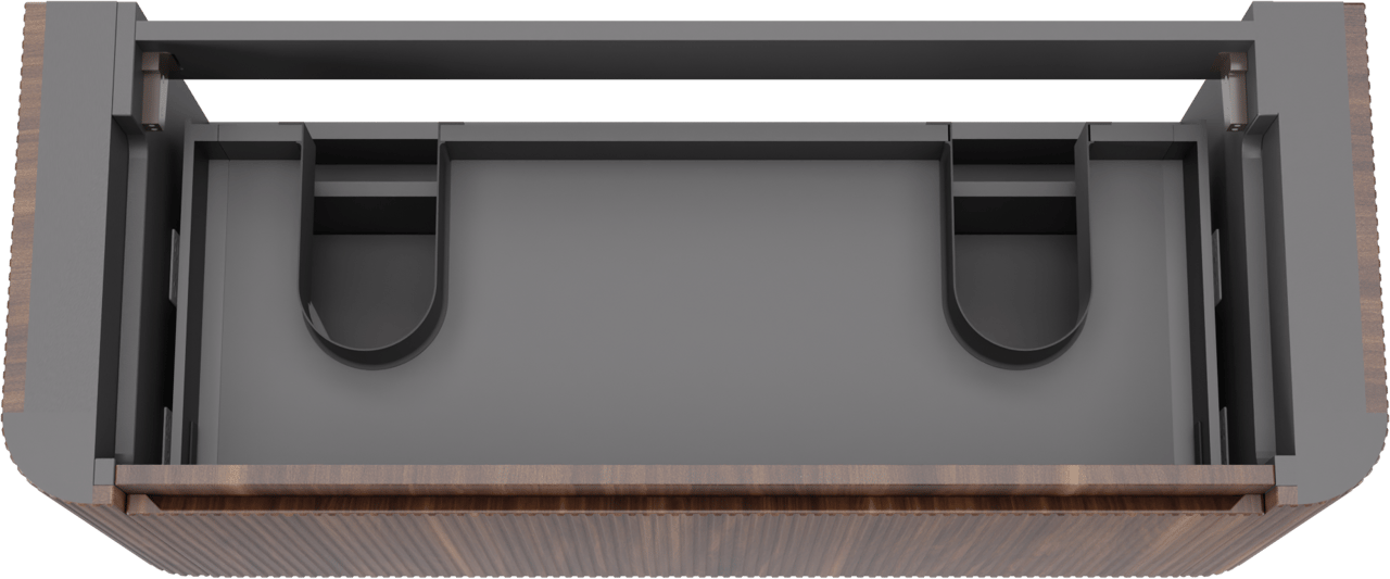 Storke Soft zwevende wastafelonderkast 120 x 46 cm Notenhout 2 lades vert. sym. Groef