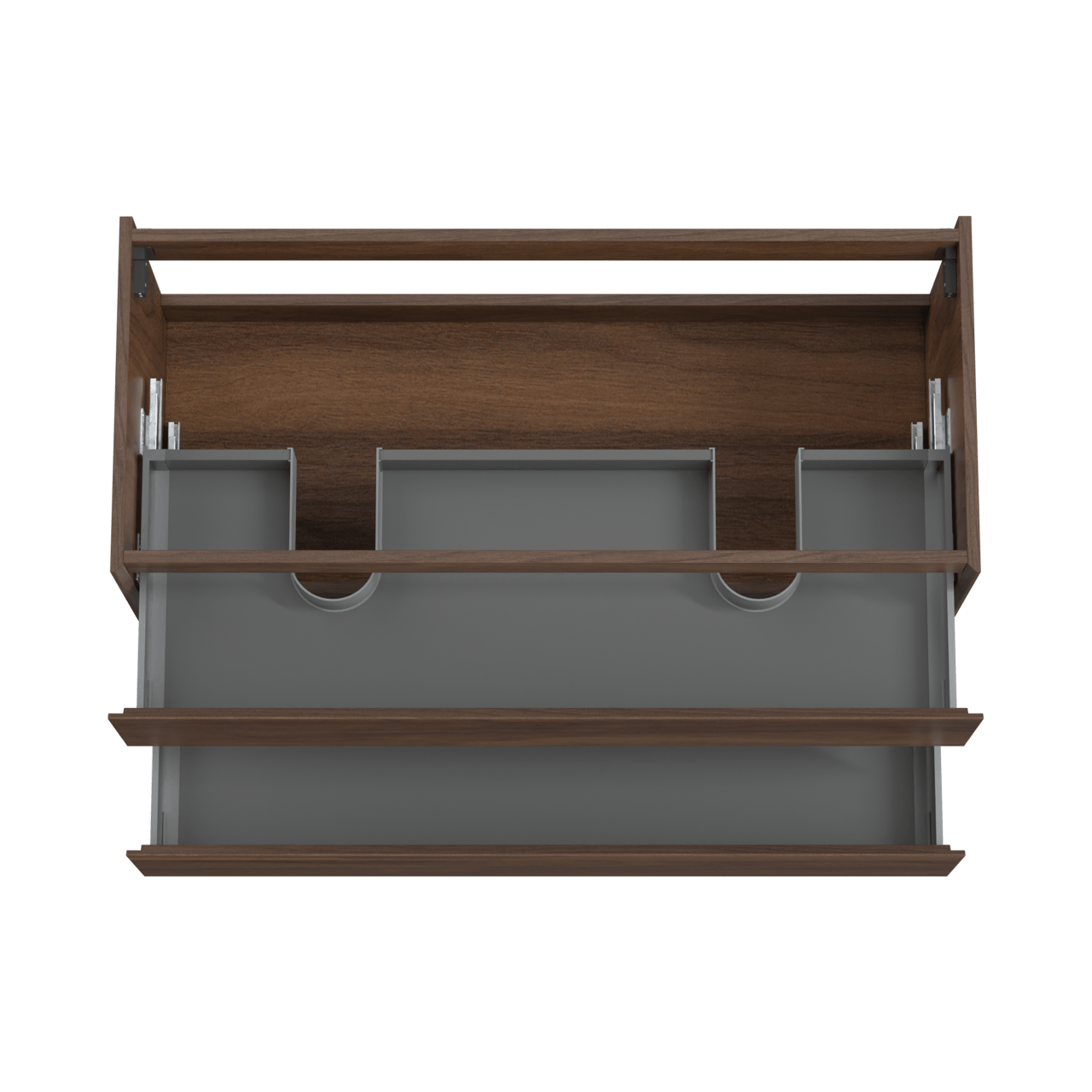 Storke Edge hängender Waschbeckenunterschrank: 120 x 52 cm, Nussbaum, 2 Schubladen