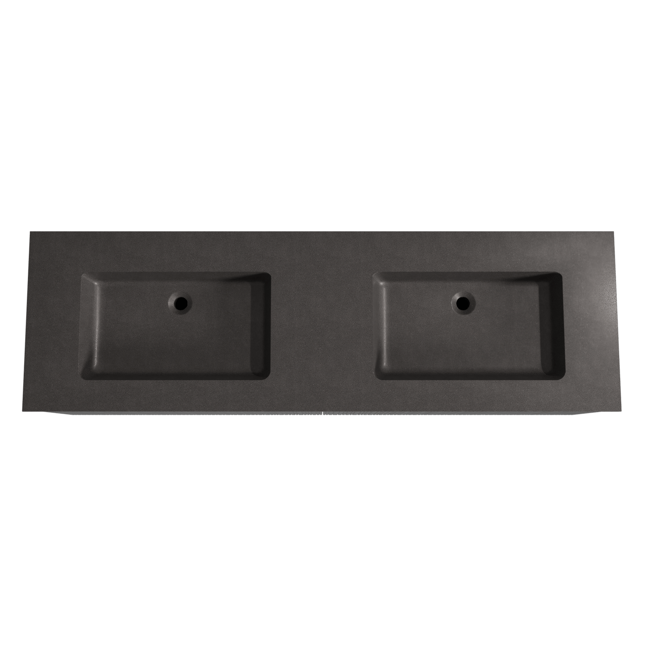 Storke Ribs zwevend badmeubel 170 x 52 cm zwart eiken met Scuro dubbele wastafel in kwarts mat zwart, Verticale asymmetrische rechte ribbel