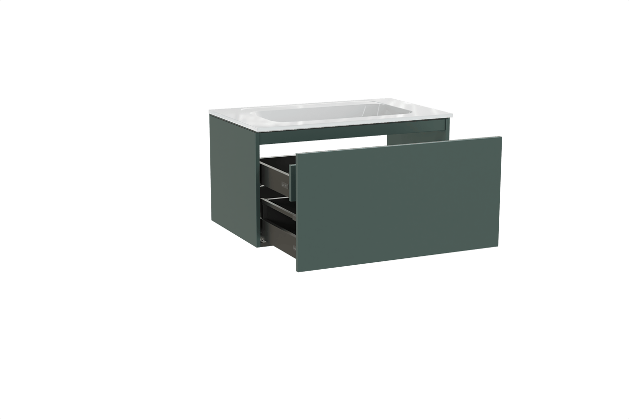 Balmani Sfera meuble salle de bains suspendu 90 x 55 cm forest avec Tablo Strada plan simple en marbre composite blanc brillant