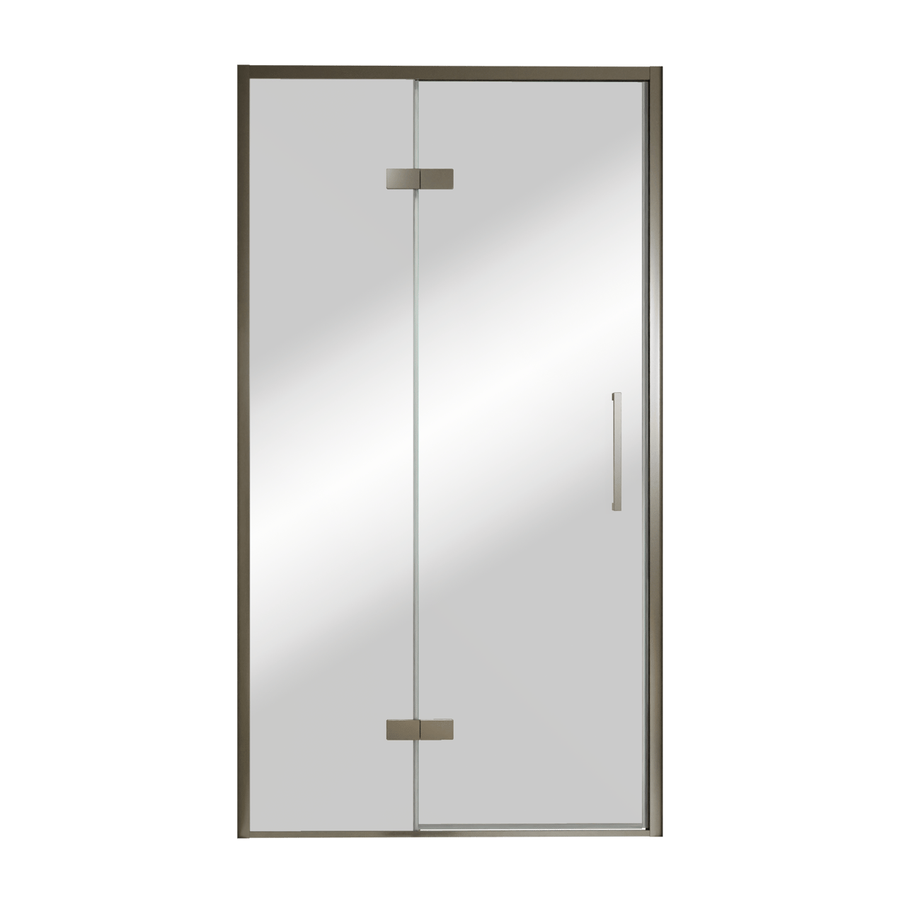 Balmani Senses Design Dusche Drehtür, Links, 120 cm x 210 cm, Reflex-Spiegelglas, Profil Brushed GunMetal