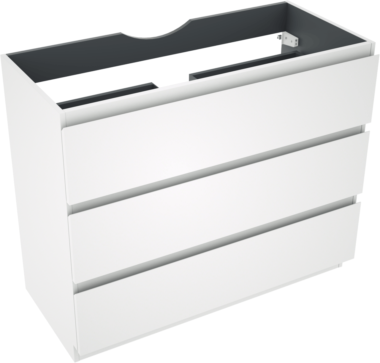 Linie Lado meuble sous-vasque a poser 100 x 46 cm blanc mat 3 tiroirs