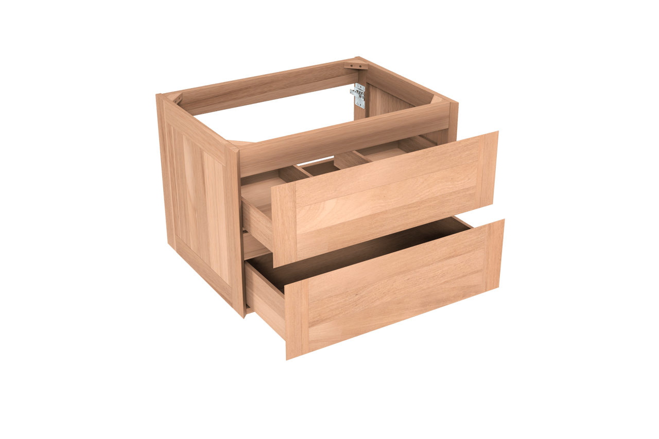 Balmani Mitra meuble sous-lavabo suspendu 75 x 55 cm teck 2 tiroirs