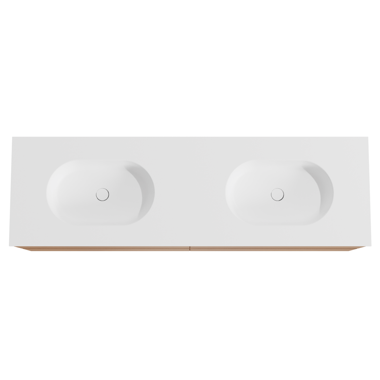 Balmani Mitra meuble salle de bains suspendu 180 x 55 cm teck avec Tablo Oval double vasque en solid surface blanc mat