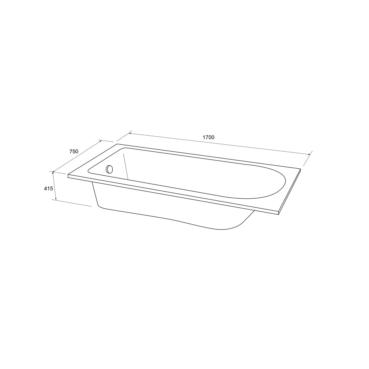 Luca Varess Rosala eenpersoons inbouwbad 170 x 75 cm acryl Glanzend Wit