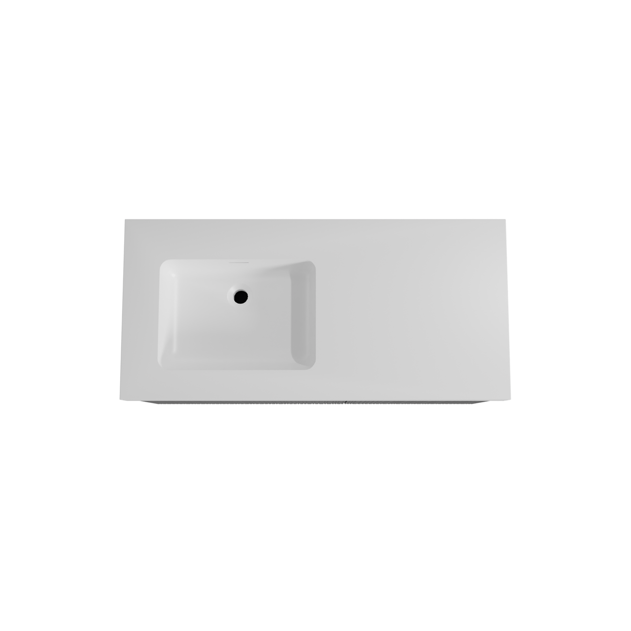 Storke Ribs zwevend badmeubel 110 x 52 cm zwart eiken met Mata High asymmetrisch linkse wastafel in solid surface mat wit, Verticale asymmetrische rechte ribbel