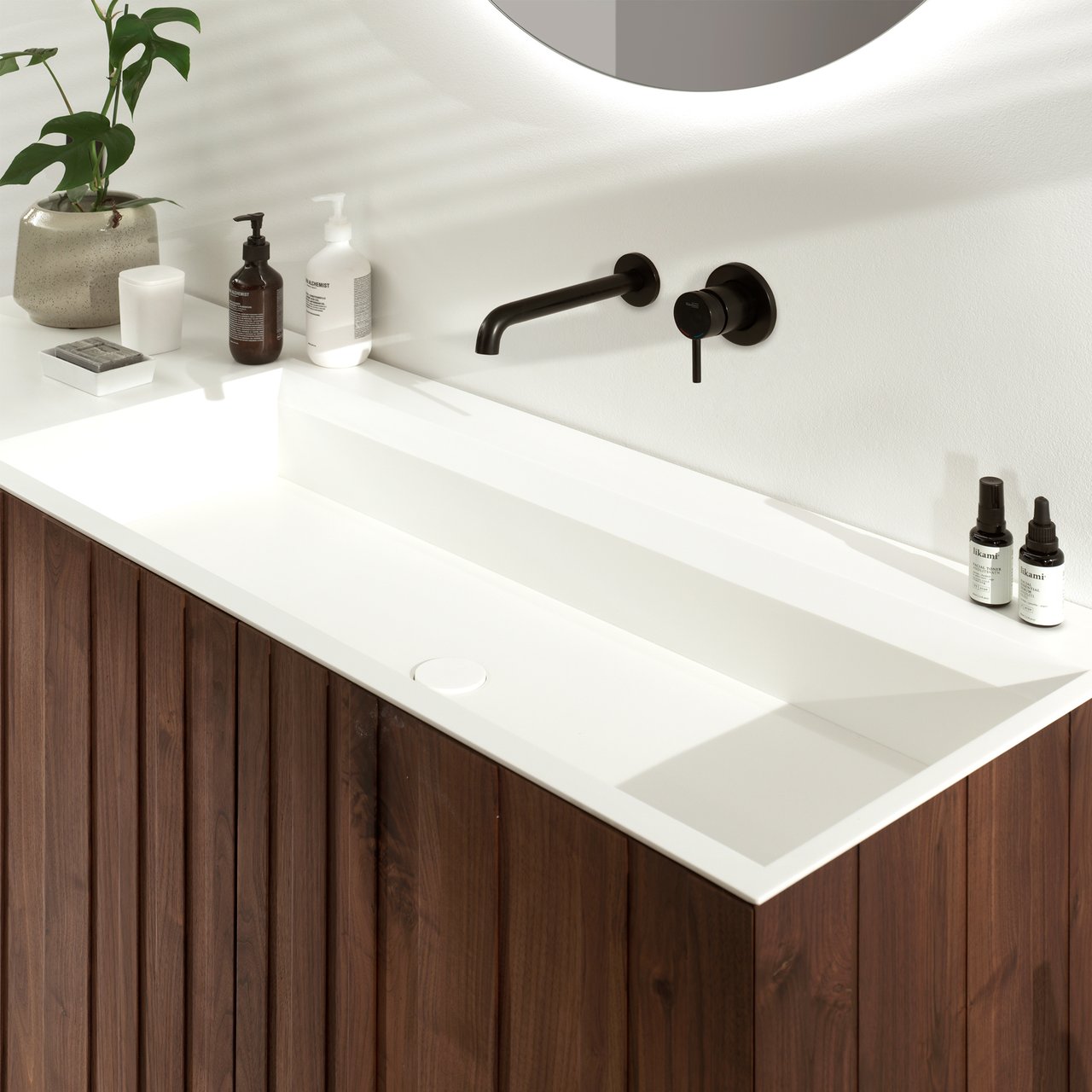 Blaufoss Round robinet de lavabo encastré noir mat incl élément intégré