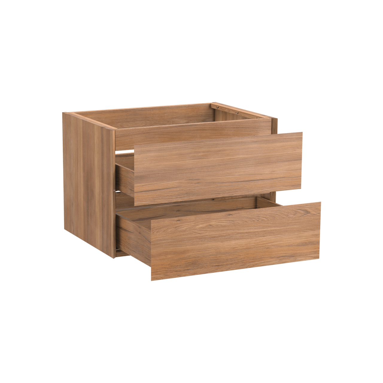 Balmani Mitra hängender Waschbeckenunterschrank: 75 x 55 cm, Teak, 2 Schubladen