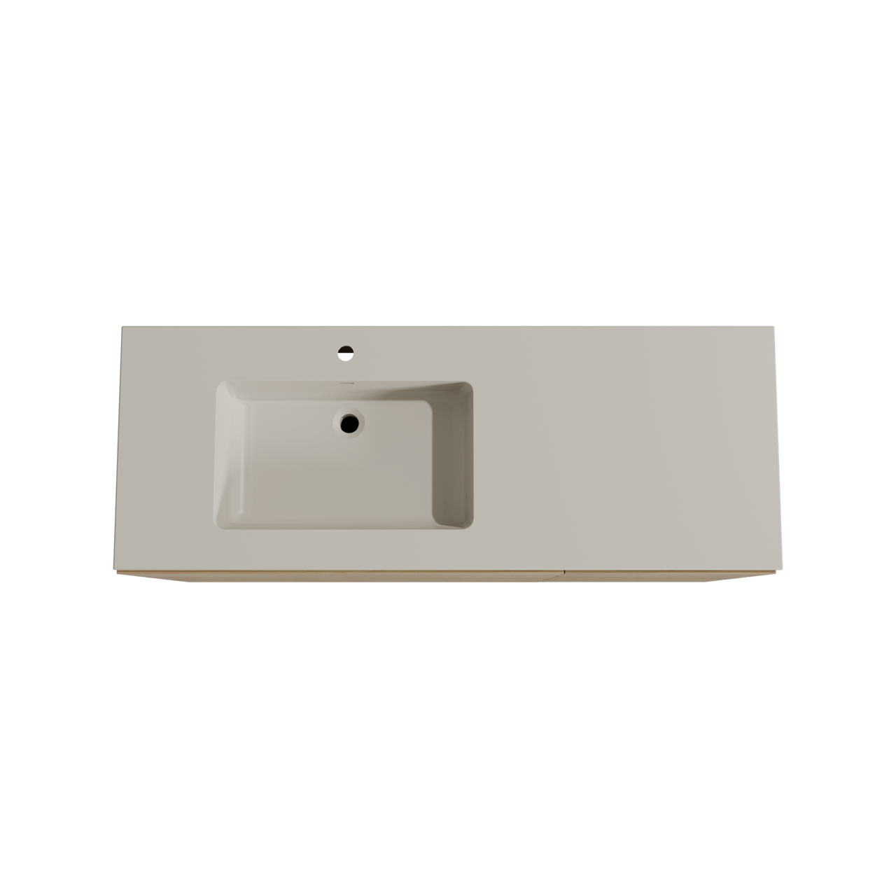 Storke Edge freistehendes Möbelstück Set: 140 x 52 cm, Rohe Eiche, mit Diva Waschtisch links, Top Solid Seidengrau