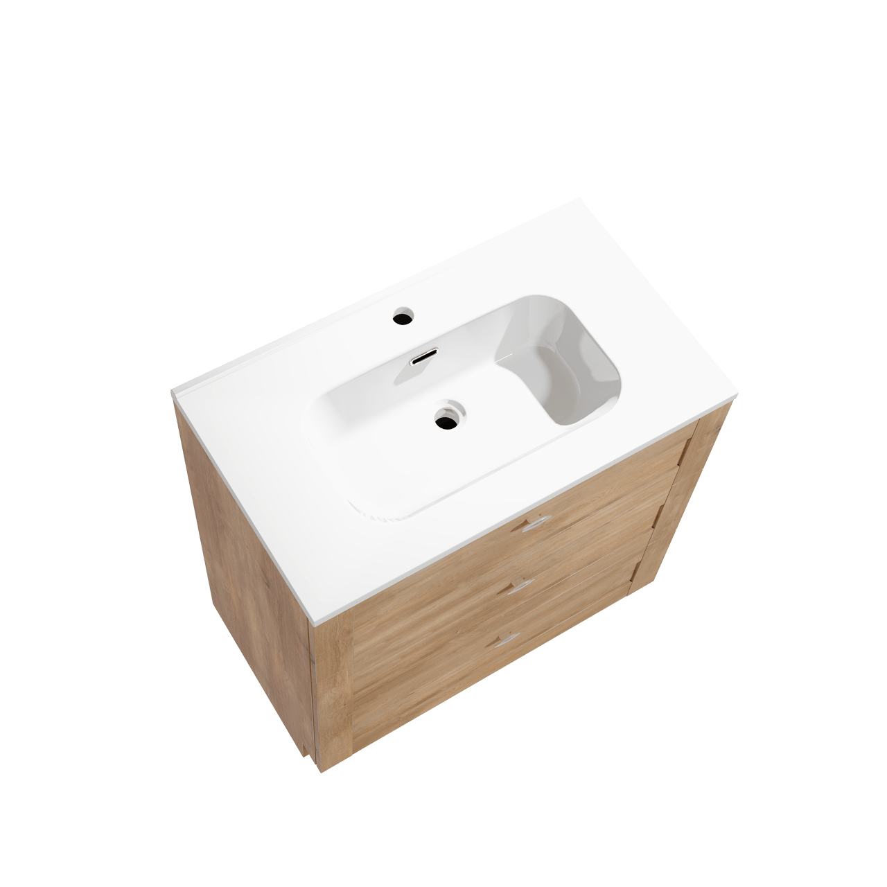 Linie Classo meuble salle de bains à poser 80 x 46 cm chêne naturel avec Baro plan simple en porcelaine blanc brillant