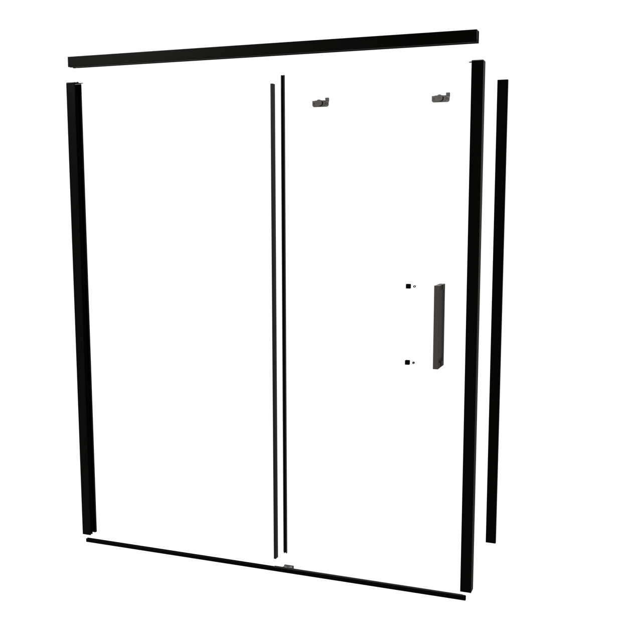 Balmani Senses Design 180 cm gauche ensemble de profils pour coin-douche avec porte coulissante noir mat