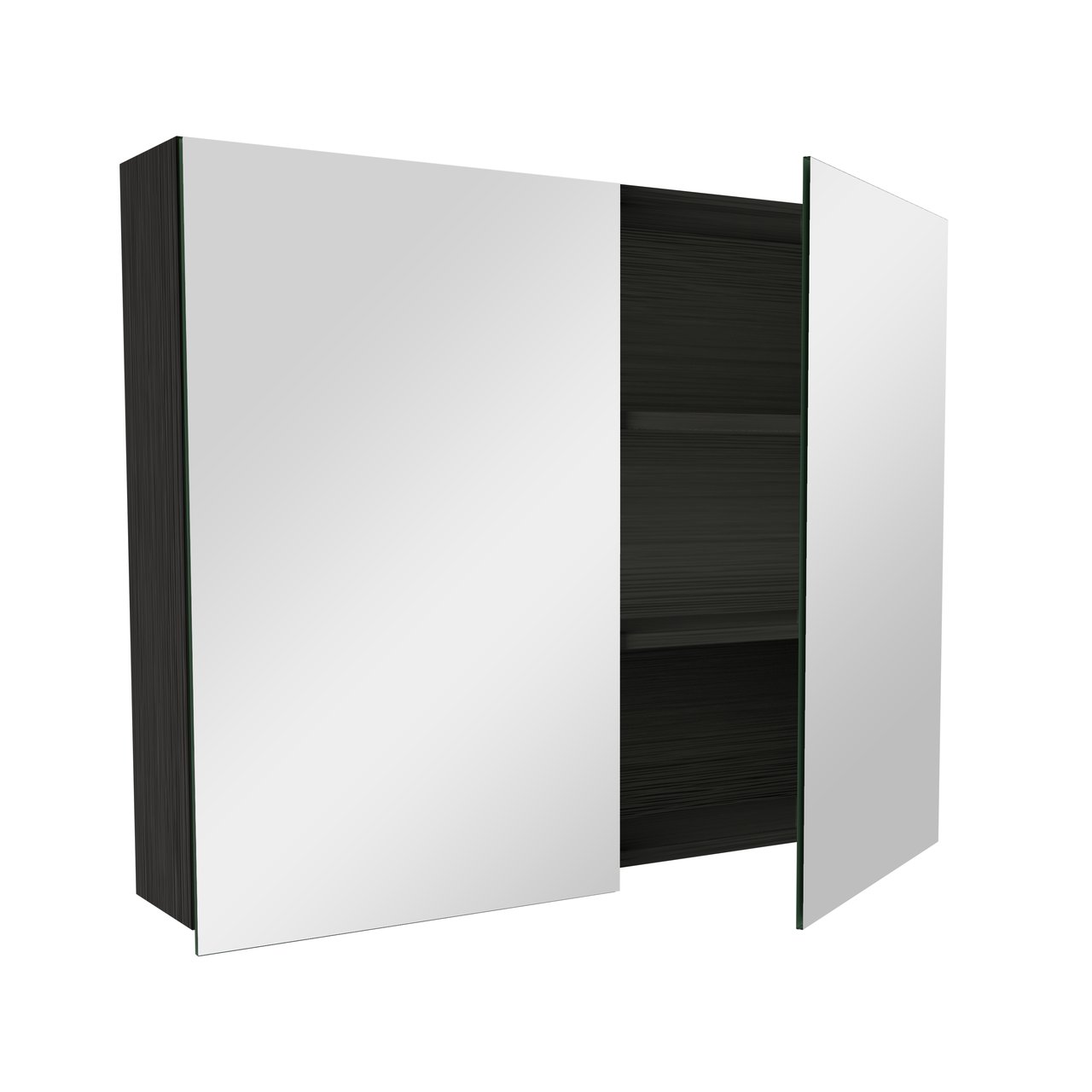 Balmani Lucida Spiegelschrank Bad: 90 x 72 cm, Eiche Schwarz