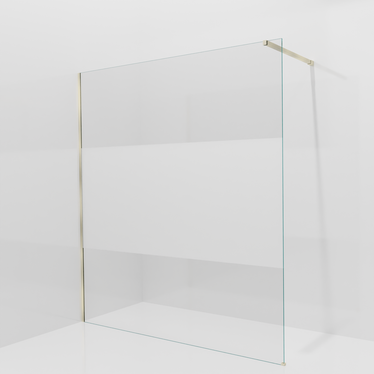 Balmani Modular douche à l'italienne: 180 x 200 cm, Verre transparent avec bande mate, Profil Brushed Champagne Gold