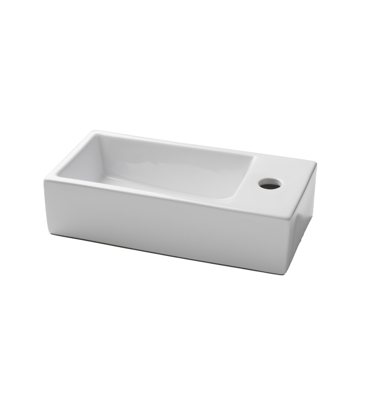 Luca Varess Cubic midi fonteintje Hoogglans Wit Porselein 40,5x20 cm rechts