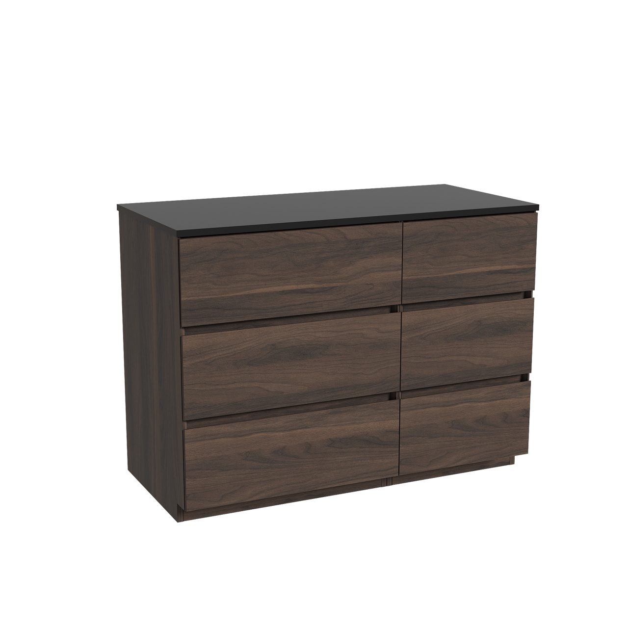 Storke Edge freistehendes Möbelstück Set: 110 x 52 cm, Nussbaum, mit Panton Einzel Waschtischplatte, Pulverbeschichtetes MDF Schwarz matt