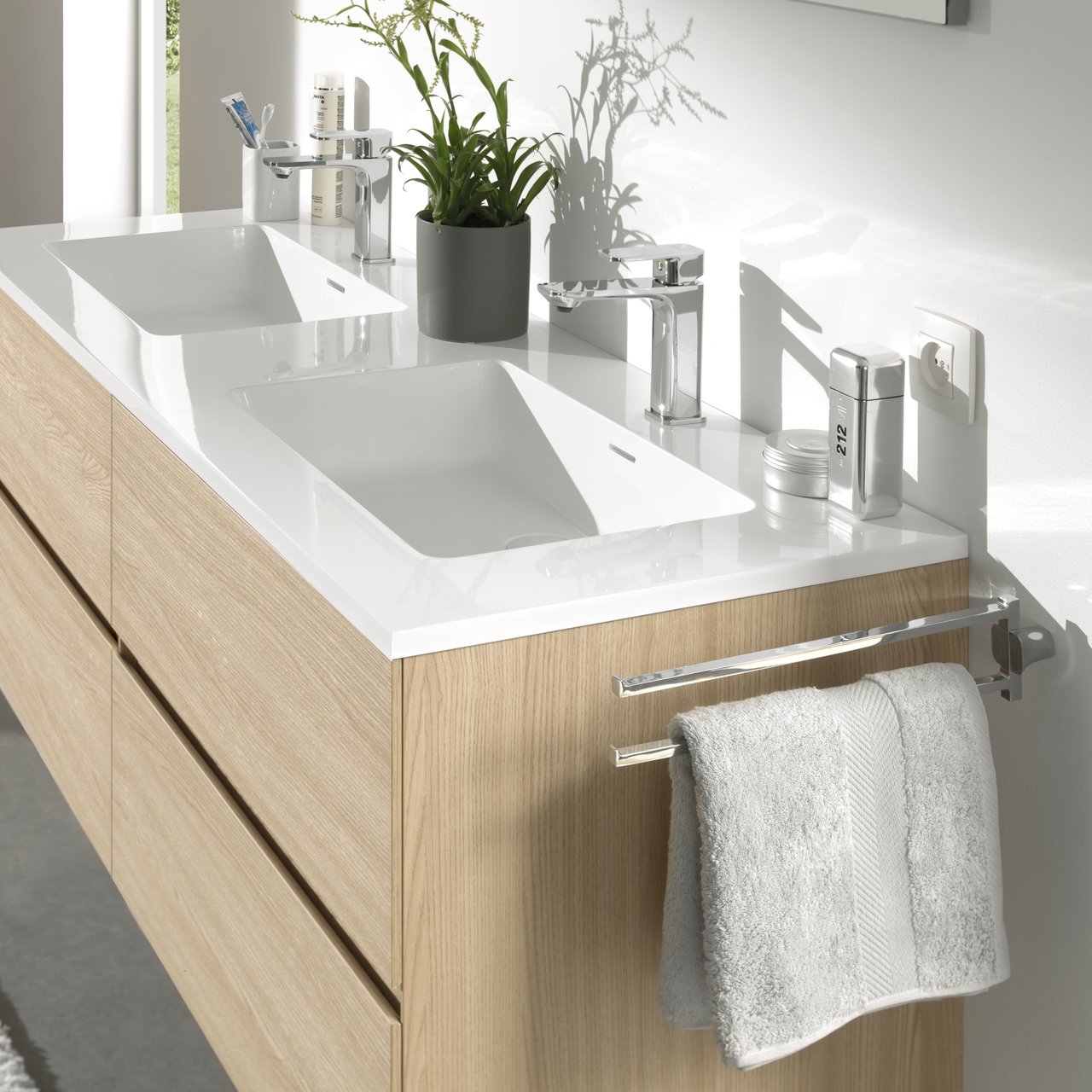 Storke Bilia double vasque marbre composite brillant 150 x 52 cm