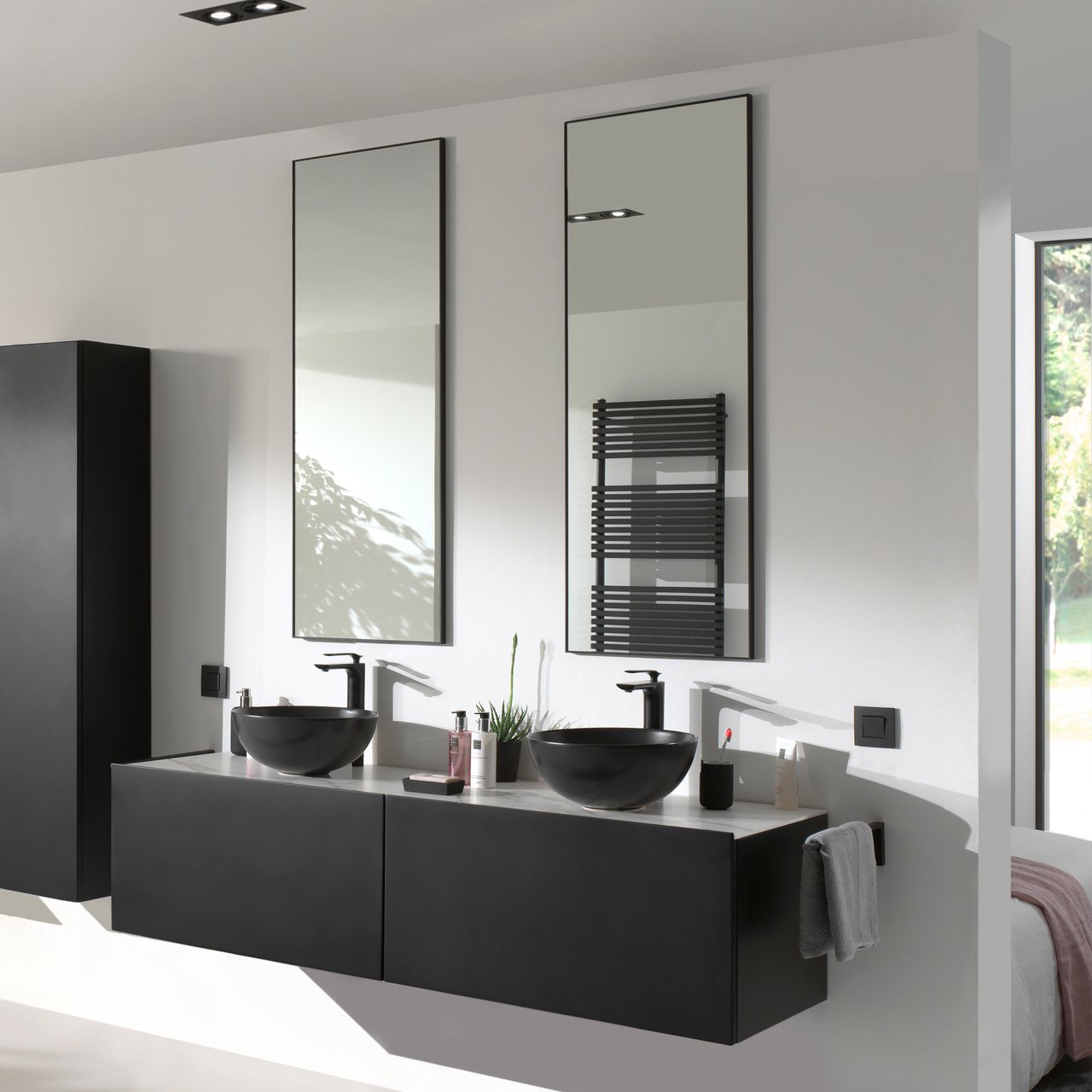 Balmani Opti rechthoekig badkamerspiegel zwart 45 x 125 cm