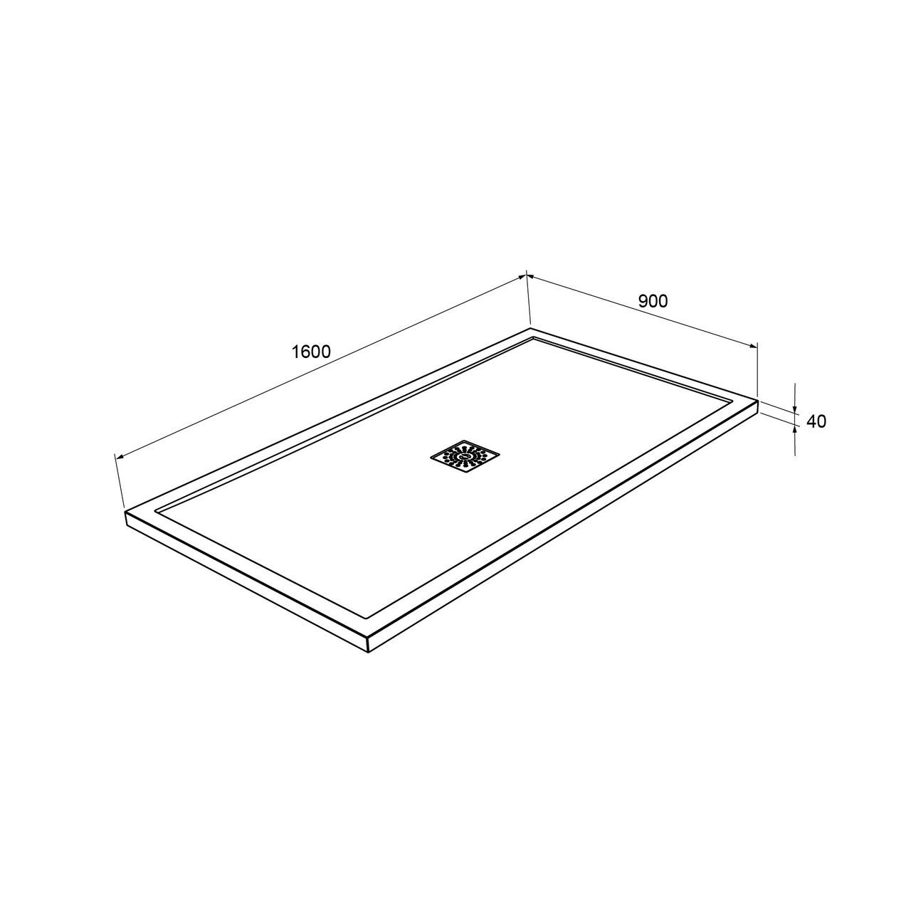 Linie Lido Duschwanne: 160 x 90 cm, Marmorkomposit, Weiße Schieferstruktur, matt