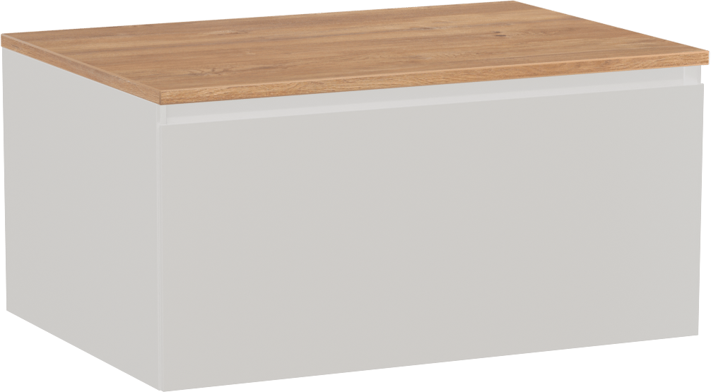 Storke Edge zwevend badmeubel 75 x 52 cm hoogglans wit met Panton enkel wastafelblad in melamine ruw eiken