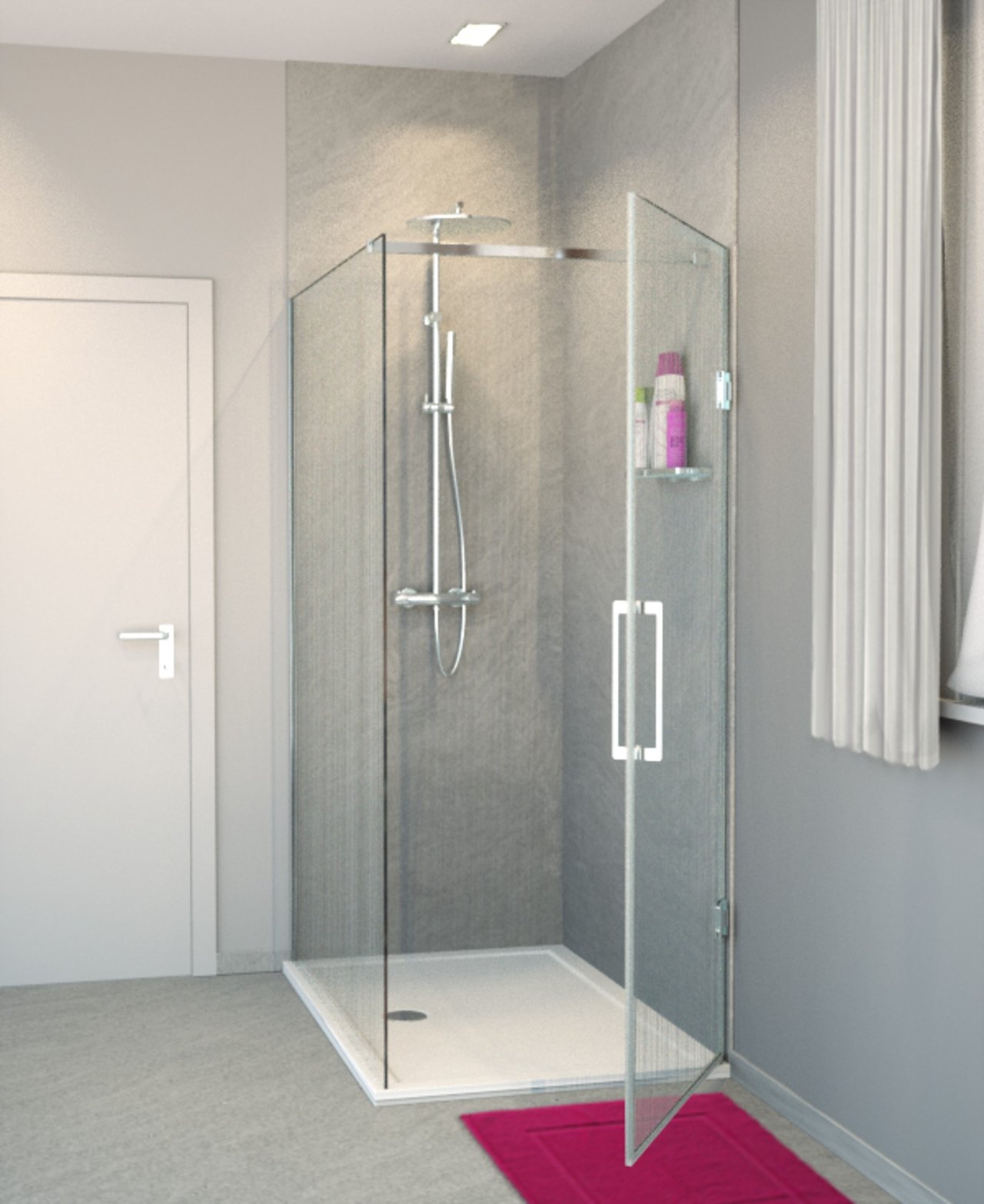 Balmani Modular inloopdouche met rechtse deur 120 x 200 cm mikado glas glanzend chroom profiel