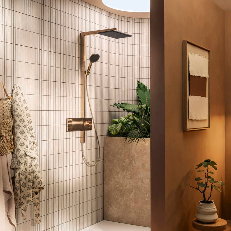 Hansgrohe Raindance Alive Q Showerpipe regendoucheset 210/340 2jets, Ecosmart met Showerselect Comfort Brushed Bronze