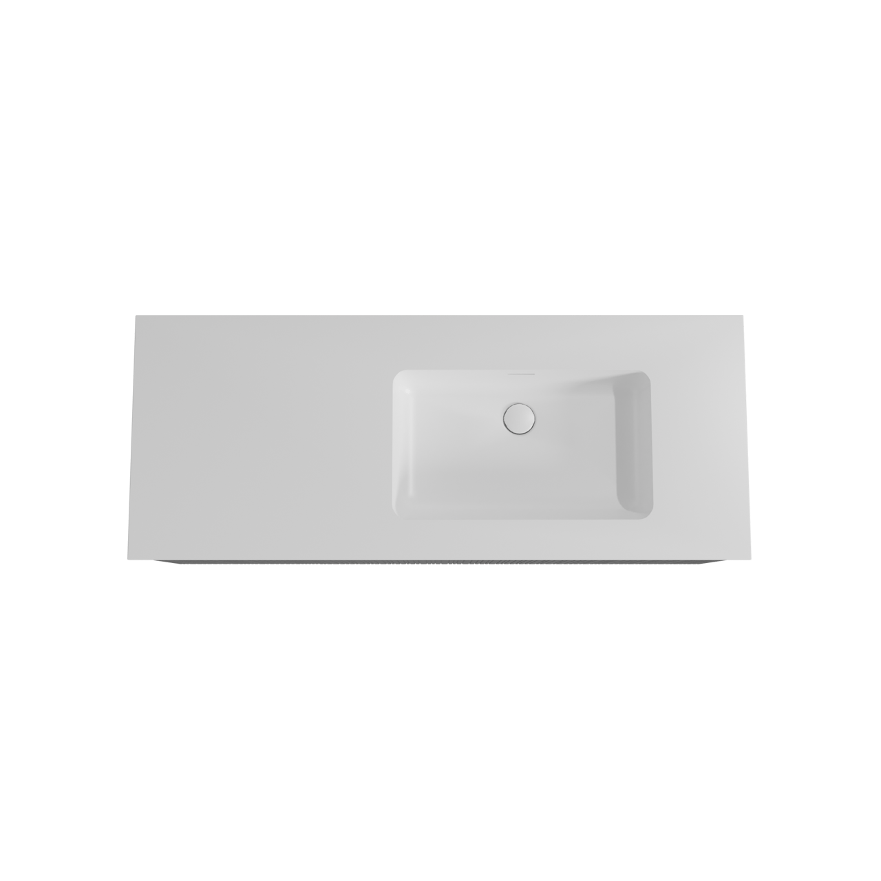 Storke Ribs zwevend badmeubel 130 x 52 cm zwart eiken met Mata asymmetrisch rechtse wastafel in solid surface mat wit, Verticale asymmetrische rechte ribbel