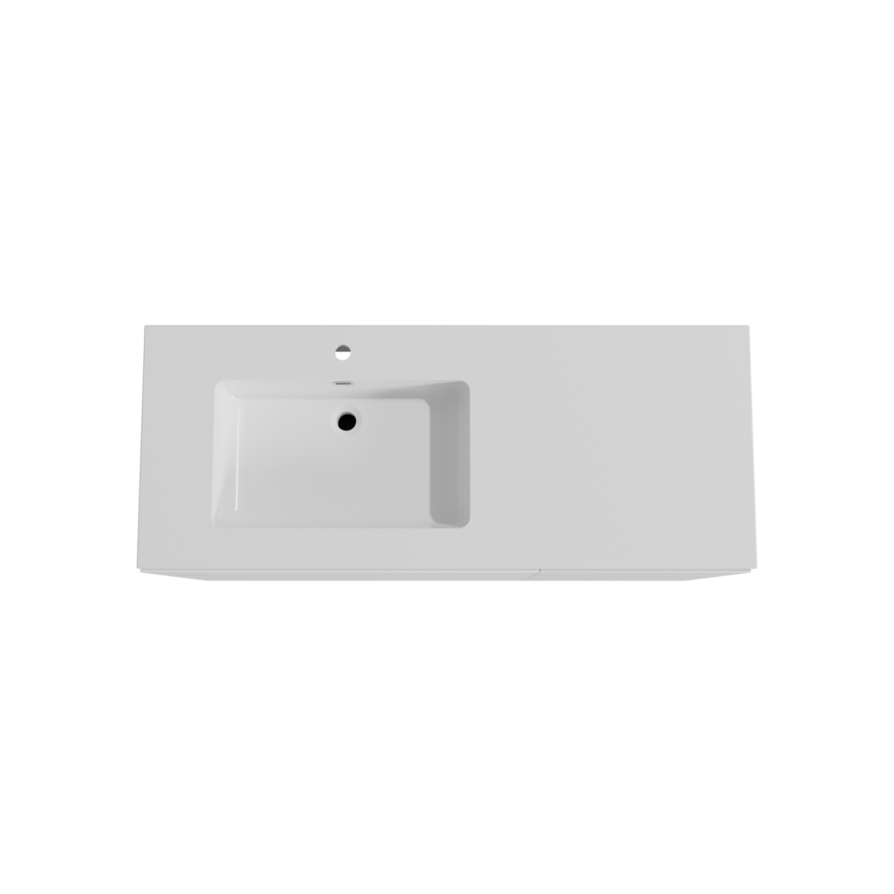 Storke Edge staand badkamermeubel 130 x 52 cm mat wit met Diva asymmetrisch linkse wastafel in composietmarmer glanzend wit