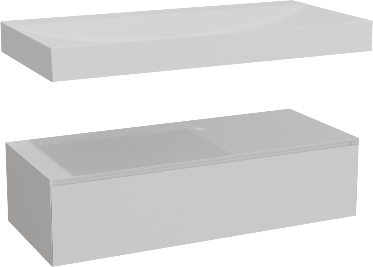 Balmani Mitra Elements meuble salle de bains suspendu 120 x 55 cm blanc mat avec Wave lavabo simple pour 2 trous de robinet en solid surface blanc mat