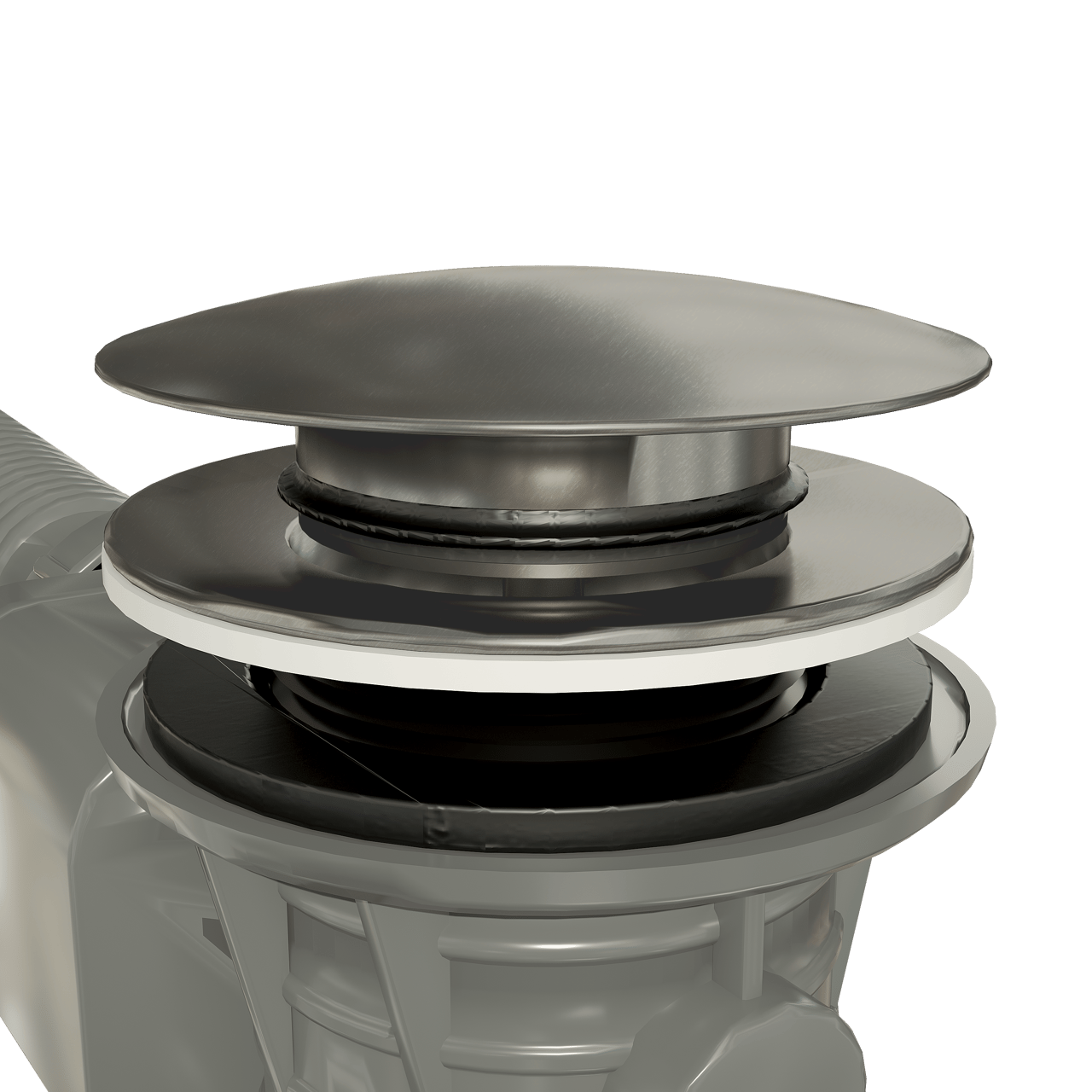 Santeg Unibath Flat siphon de baignoire avec trop-plein 70 cm Brushed Coolmetal