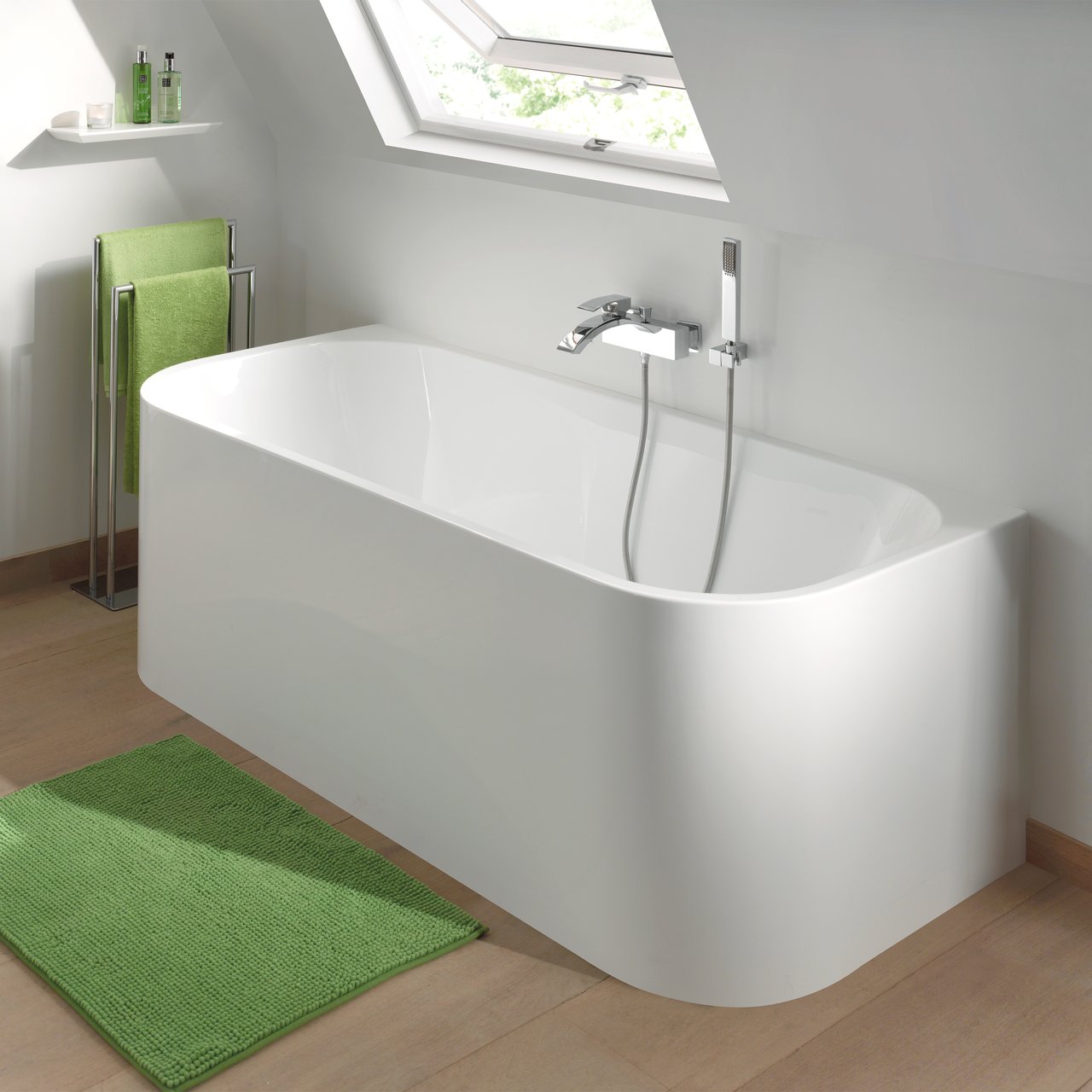 Luca Varess Mezzo halfvrijstaand bad 180 x 80 cm acryl hoogglans wit