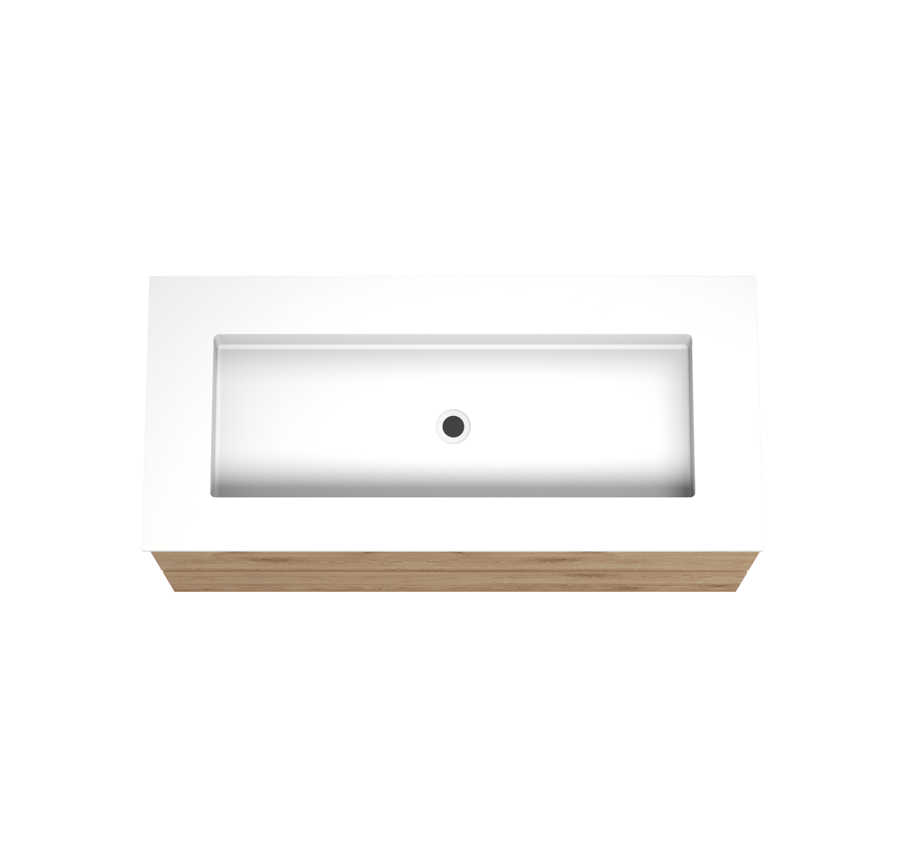 Balmani Lucida meuble salle de bains suspendu 120 x 55 cm chêne brut avec Tablo Stretto lavabo simple pour 2 trous de robinet en solid surface blanc mat