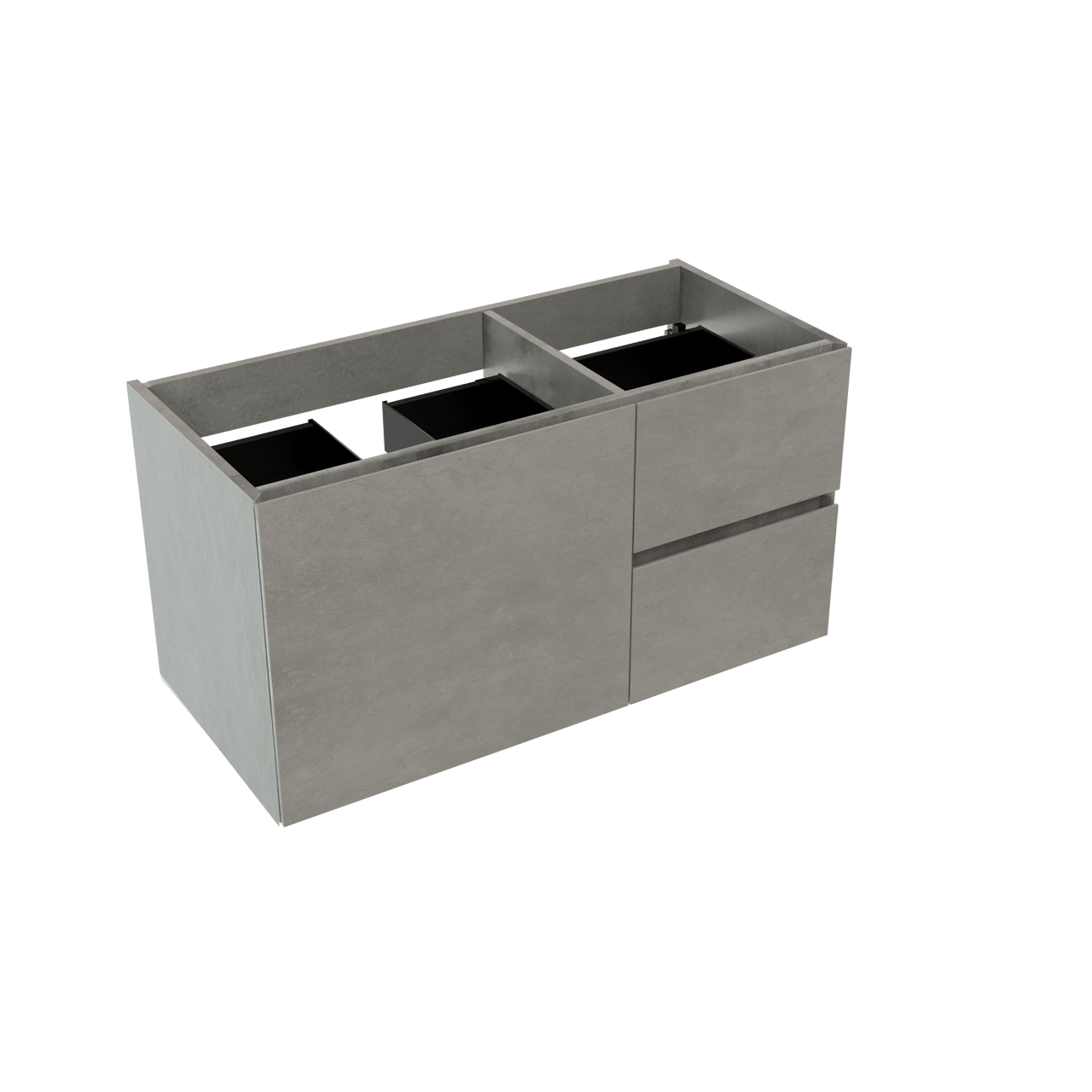 Storke Edge zwevende wastafelonderkast 100 x 46 cm asymmetrisch links beton donkergrijs 3 lades