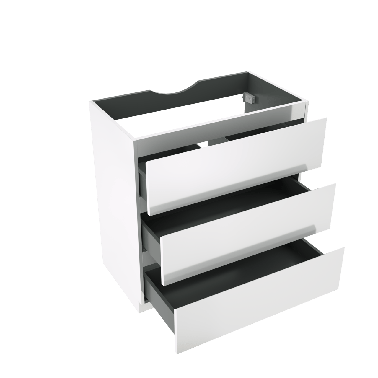 Linie Lado staande wastafelonderkast 80 x 46 cm Glanzend Wit 3 lades