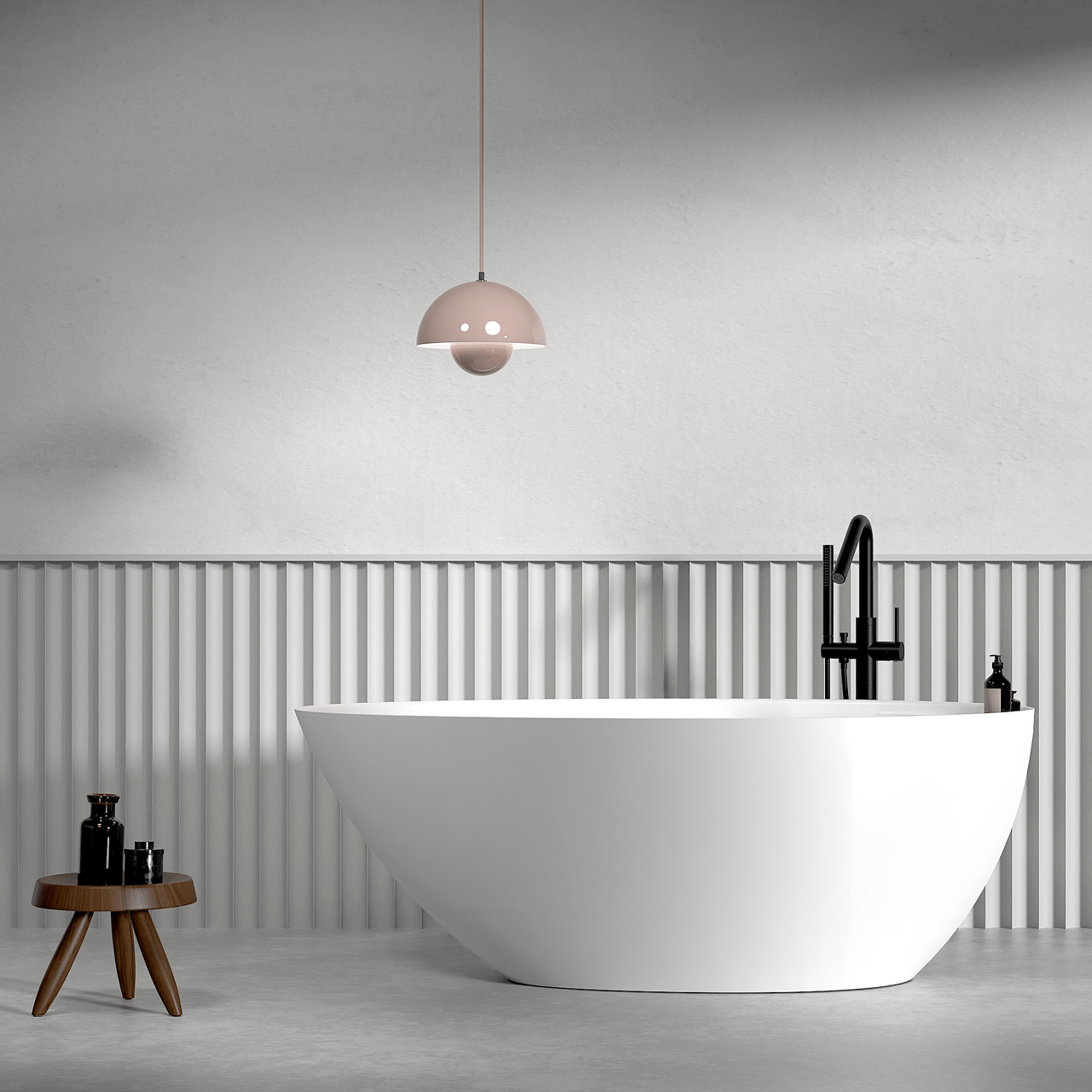 Balmani Colea Freistehende Badewanne 160 x 86 cm solid surface weiß matt mit integrierte Ablage