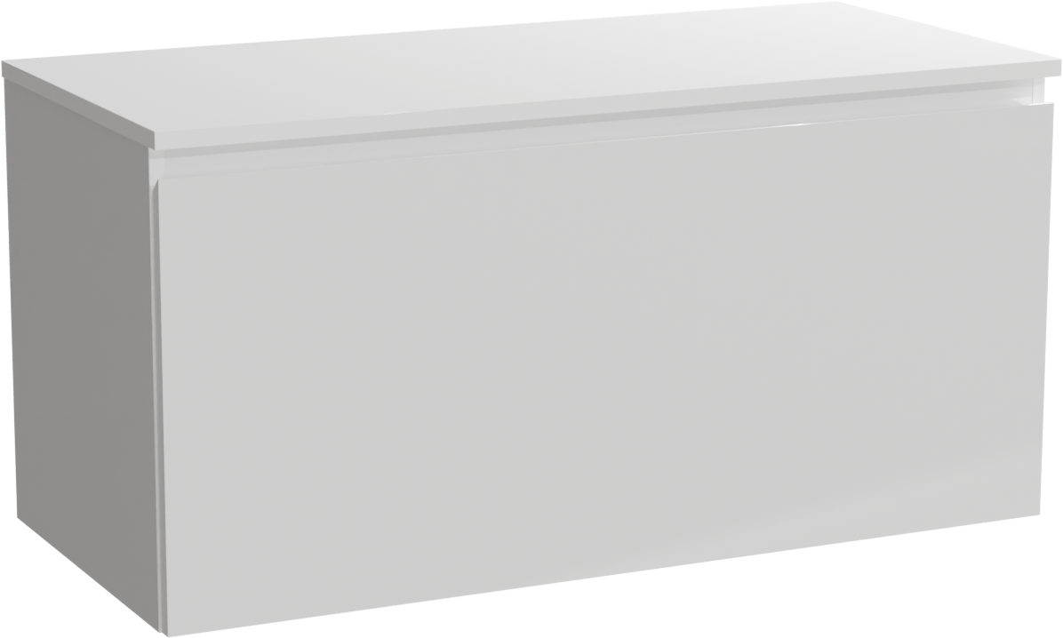 Linie Lado meuble salle de bains suspendu 100 x 46 cm blanc brillant avec Lado tablette simple ou double en marbre composite blanc brillant