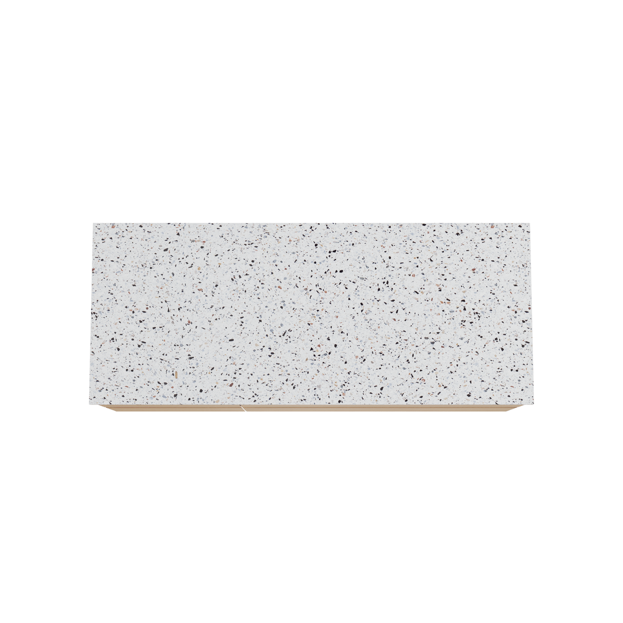 Balmani Mitra hängendes Möbelstück Set: 135 x 55 cm, Naturbelassene Eiche, mit Stretto Einzel- oder Doppel Waschtischplatte, Terrazzo in Weiß/Schwarz matt