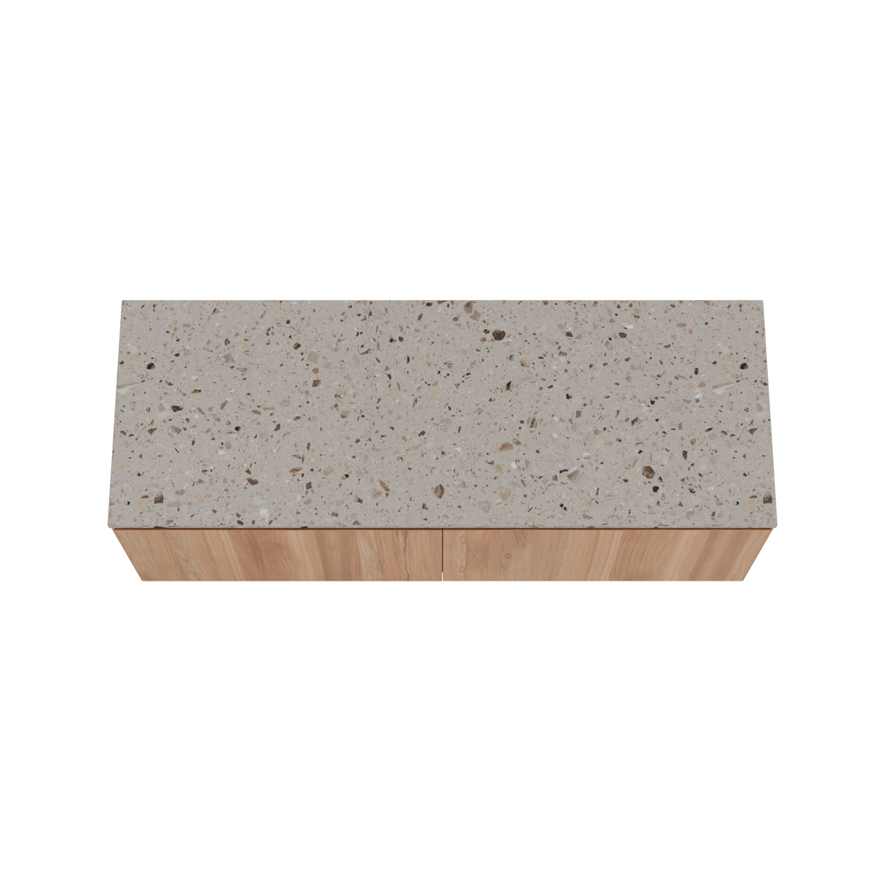 Balmani Idra meuble salle de bains suspendu 150 x 55 cm teck avec Stretto tablette simple ou double en terrazzo greige terrazzo