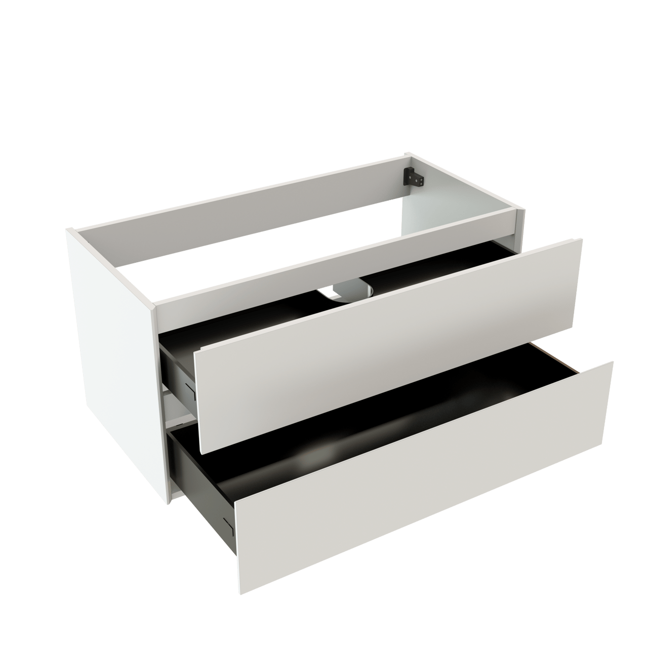 Storke Edge hängender Waschbeckenunterschrank: 105 x 52 cm, Weiß matt, 2 Schubladen