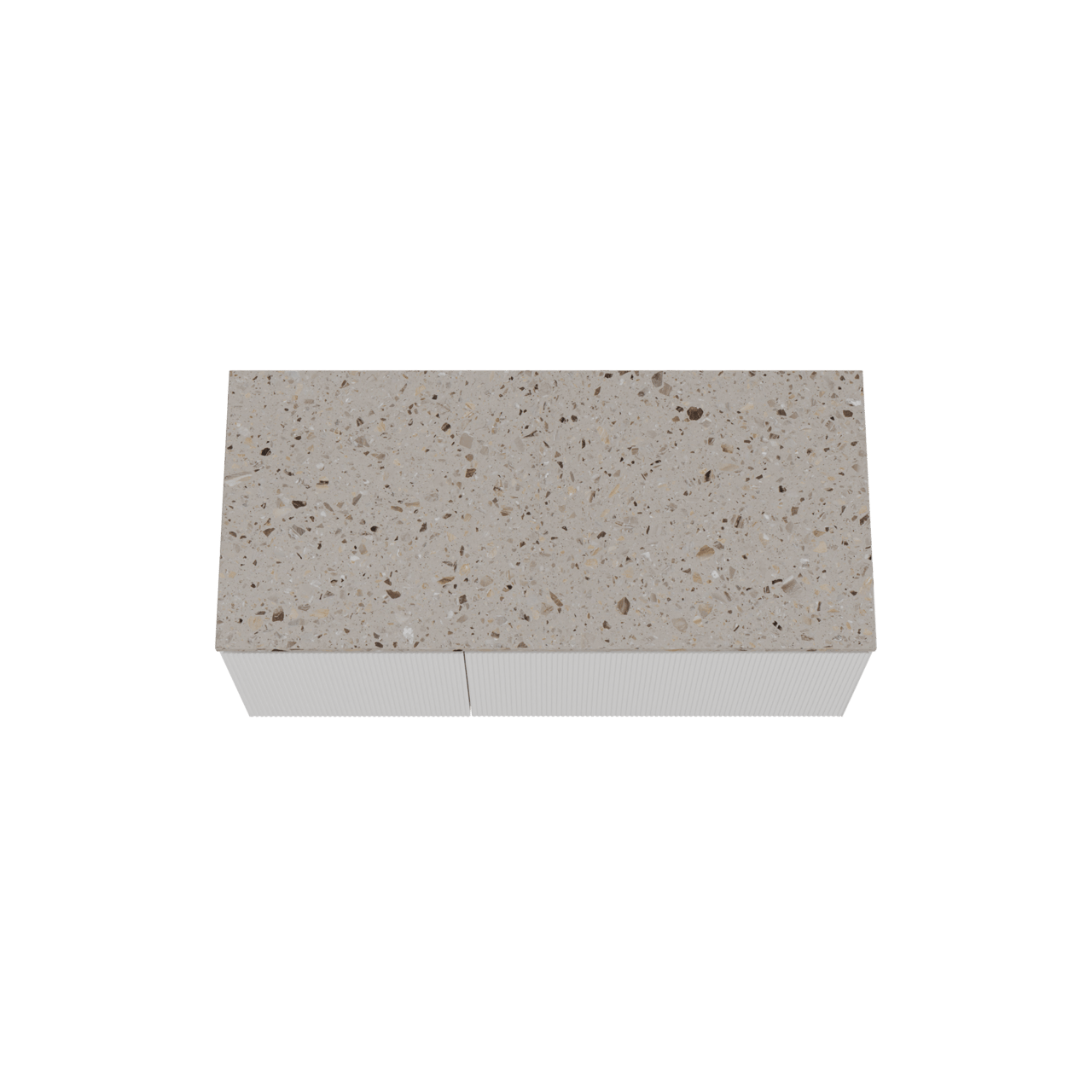 Balmani Fila zwevend badkamermeubel 120 x 55 cm mat wit met Stretto enkel of dubbel tablet in terrazzo greige terrazzo, Verticale symmetrische rechte ribbel