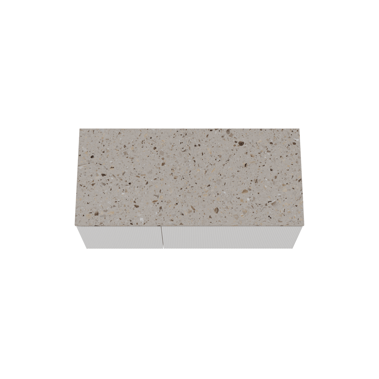 Balmani Fila zwevend badkamermeubel 120 x 55 cm mat wit met Stretto enkel of dubbel tablet in terrazzo greige terrazzo, Verticale symmetrische rechte ribbel