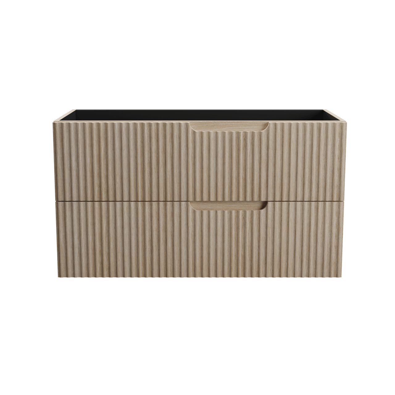 Linie Ribbo hängender Waschbeckenunterschrank: 100 x 46 cm, Eiche hell, 2 Schubladen