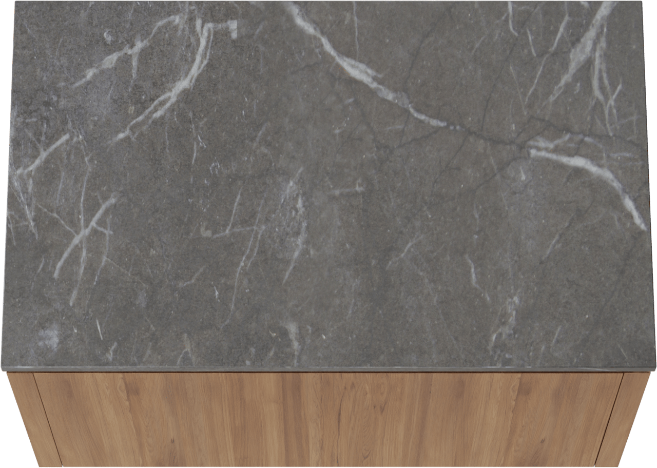 Balmani Eclips meuble salle de bains suspendu 90 x 55 cm Teck avec Stretto tablette simple en Pietra Grey marbre