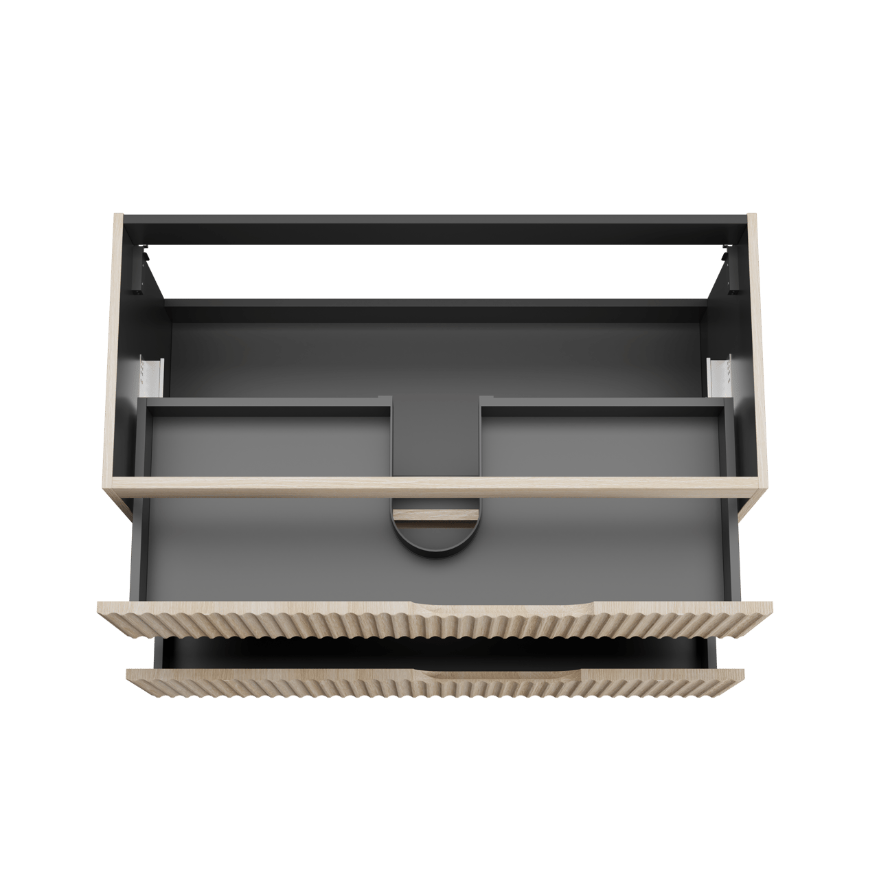 Linie Ribbo hängender Waschbeckenunterschrank: 100 x 46 cm, Eiche hell, 2 Schubladen