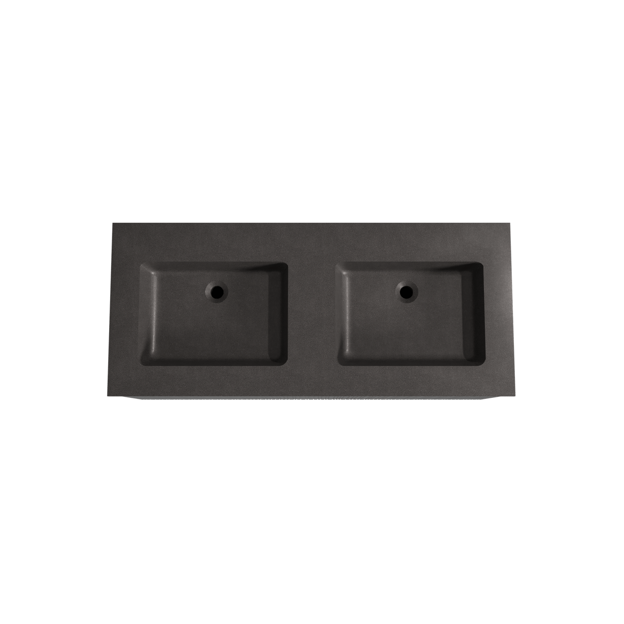 Storke Ribs zwevend badmeubel 120 x 52 cm zwart eiken met Scuro dubbele wastafel in kwarts mat zwart, Verticale asymmetrische rechte ribbel