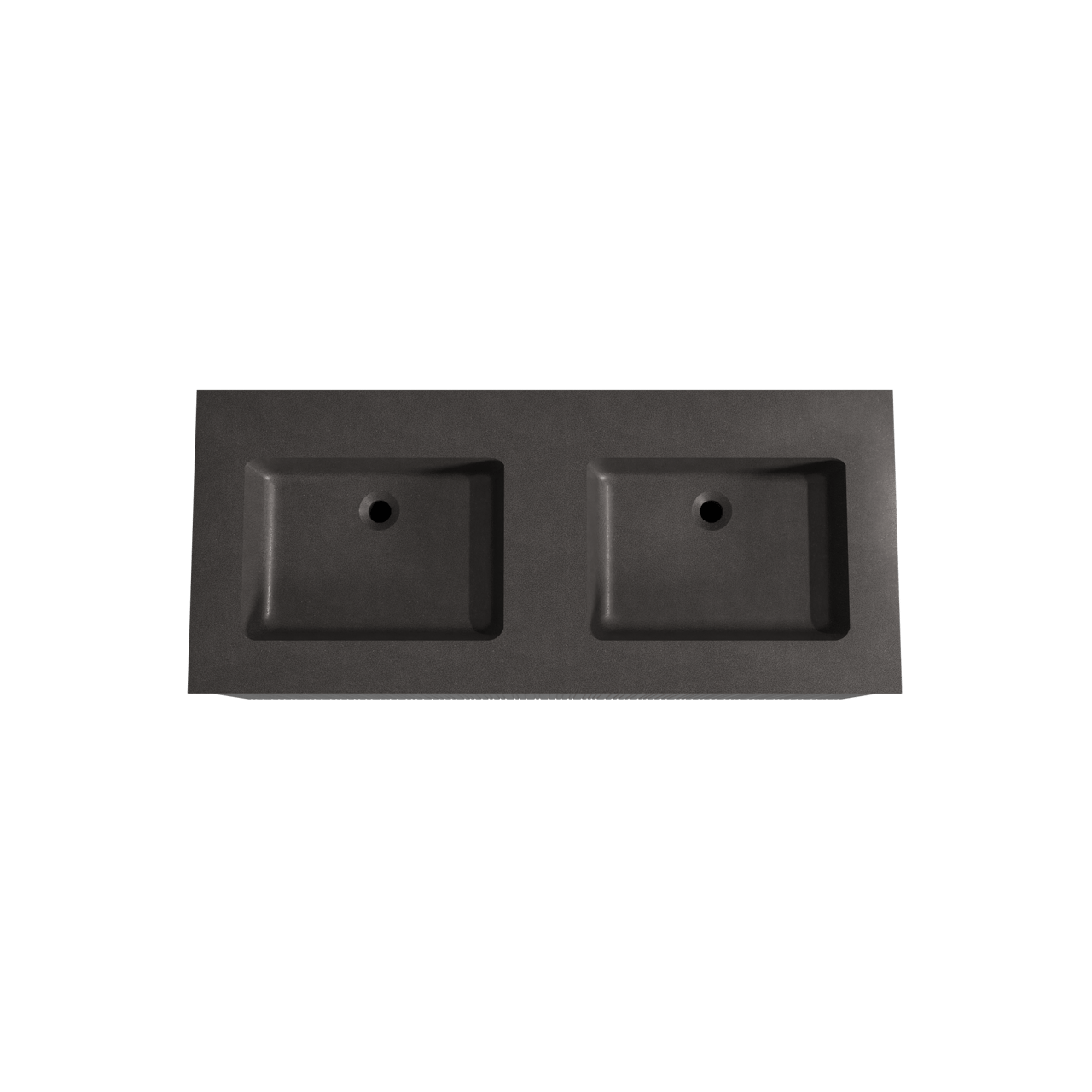 Storke Ribs zwevend badkamermeubel 120 x 52 cm zwarte eik met Scuro dubbele wastafel in kwarts mat zwart, Verticale asymmetrische rechte ribbel