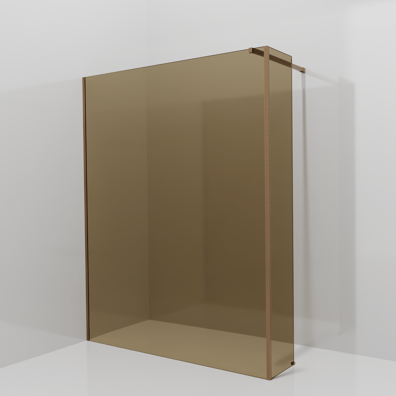 Balmani Modular Walk-In Dusche mit fester Seitenwand: 160 x 200 cm, Bronze Glas, Profil Brushed Rosegold