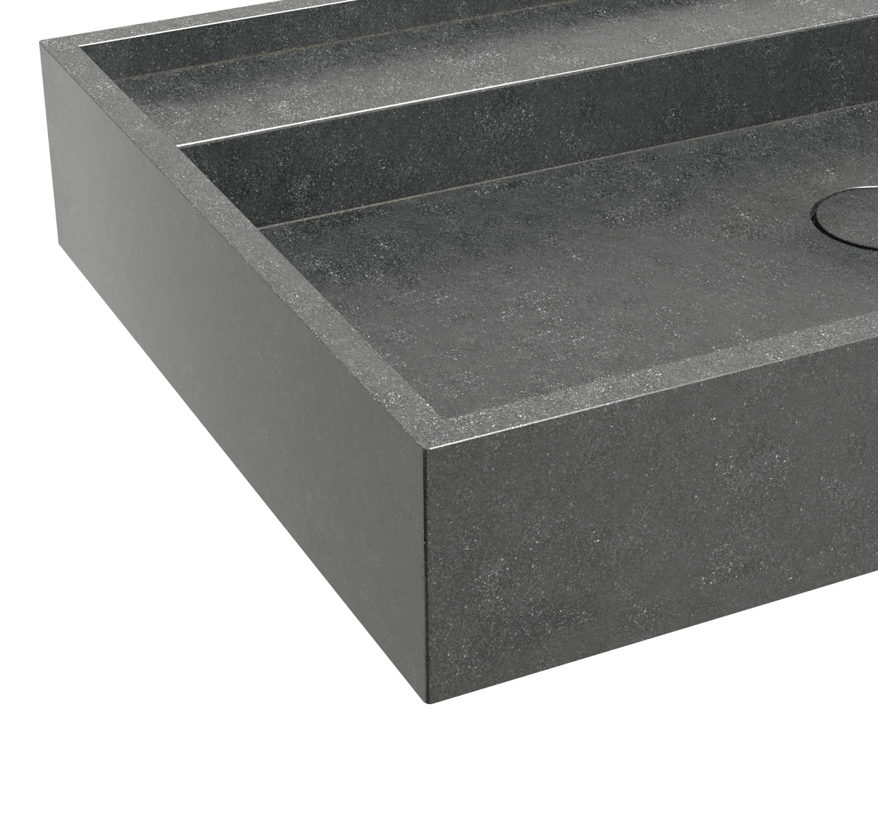 Balmani Cubo Waschtisch links, Granit poliert, 140 x 49 cm