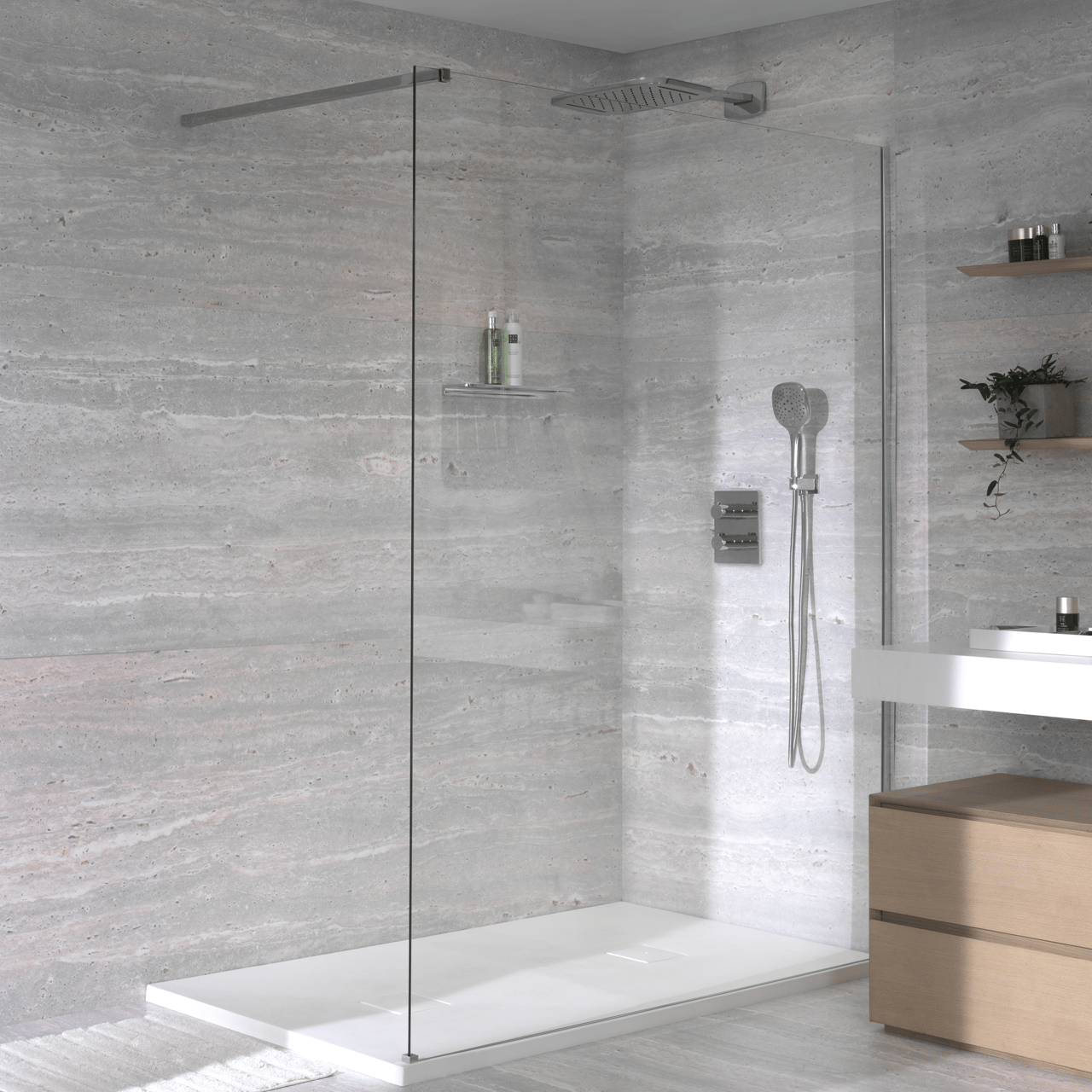 Blaufoss Mystic Core Regendusche Duschkopf: Rechteckig, Wasserfallfunktion, Wandmontage, 40 x 25 cm, Chrom Glänzend