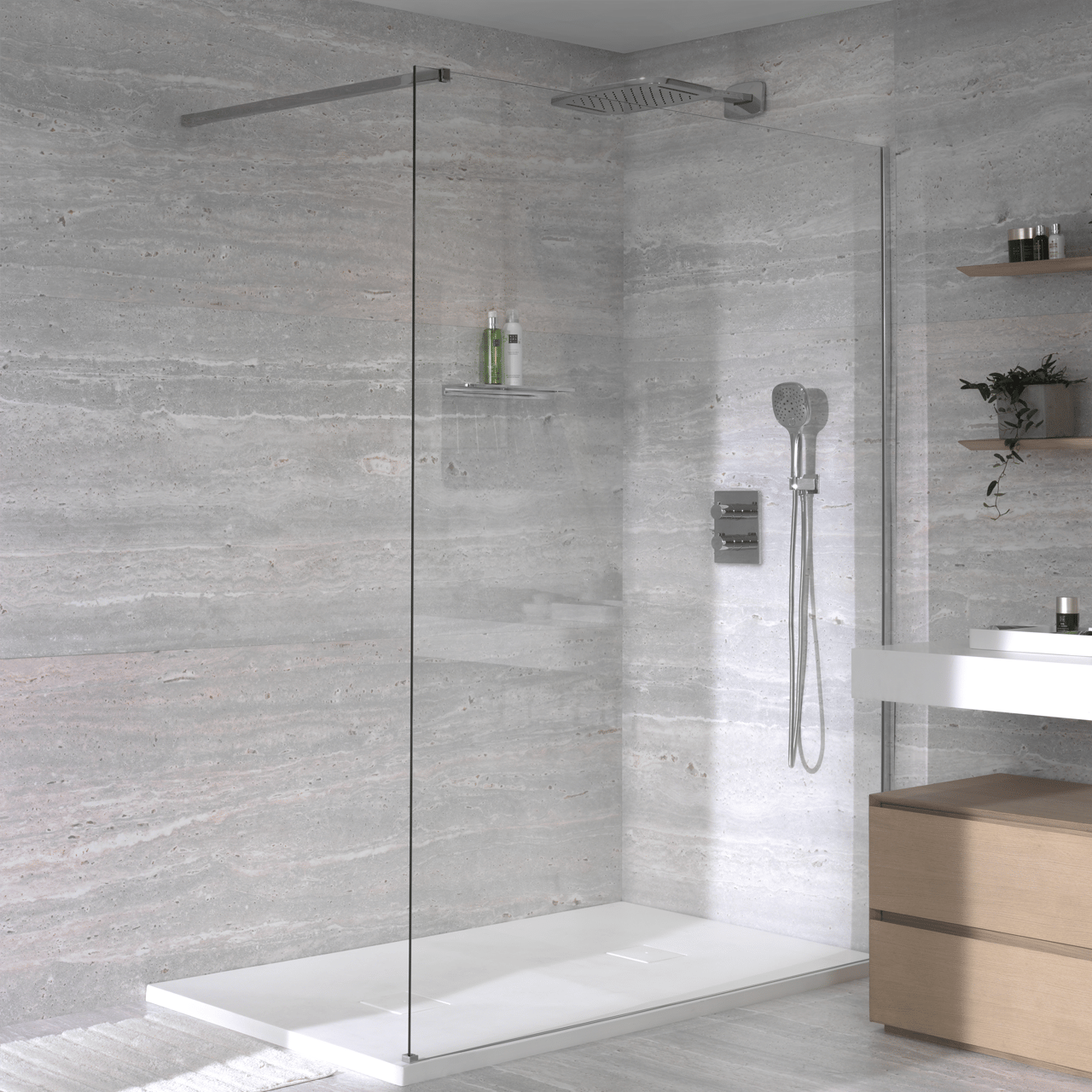 Blaufoss Mystic Core tête de douche rectangulaire avec cascade et support mural 40 x 25 cm Chrome Brillant