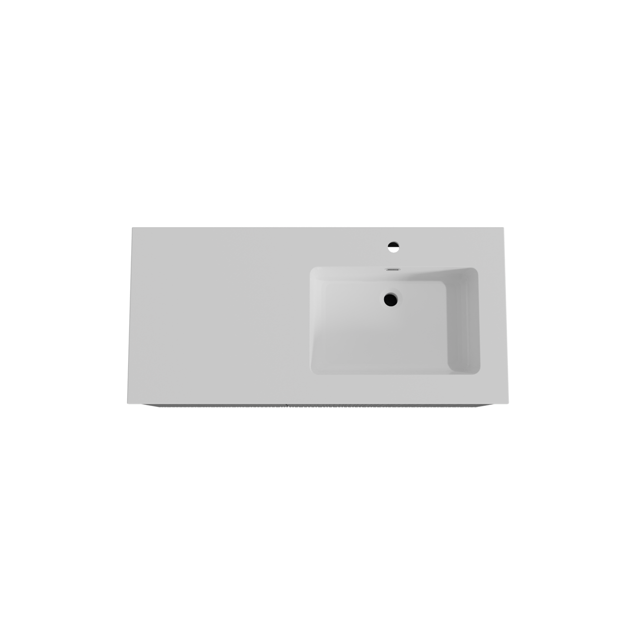 Storke Ribs zwevend badmeubel 110 x 52 cm zwart eiken met Diva asymmetrisch rechtse wastafel in composietmarmer hoogglans wit, Verticale asymmetrische rechte ribbel